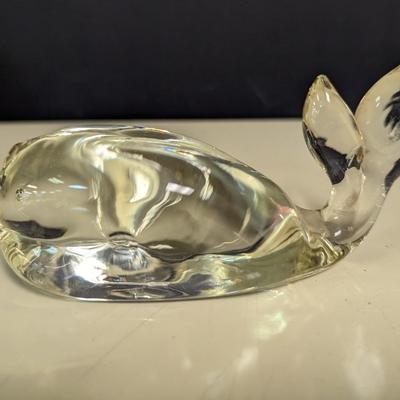 Vintage Hand Blown Clear Glass Whale Figurine
