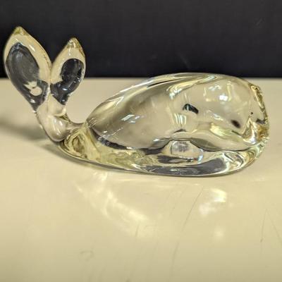 Vintage Hand Blown Clear Glass Whale Figurine