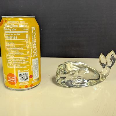 Vintage Hand Blown Clear Glass Whale Figurine
