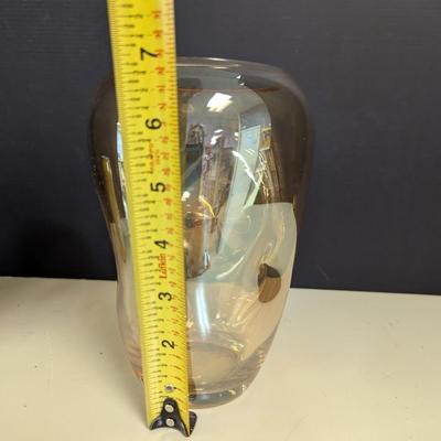 Glass Pinch Harvest Gold Amber Vase