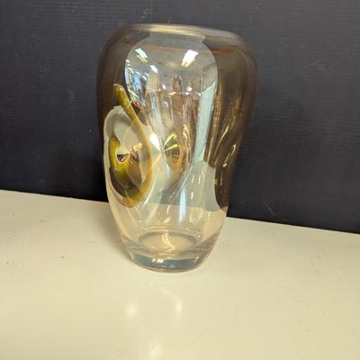 Glass Pinch Harvest Gold Amber Vase