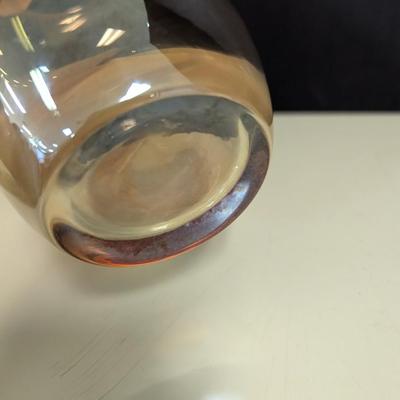 Glass Pinch Harvest Gold Amber Vase