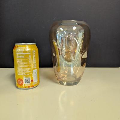 Glass Pinch Harvest Gold Amber Vase