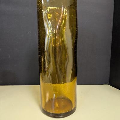Amber Dimple/Wavey Glass Vase