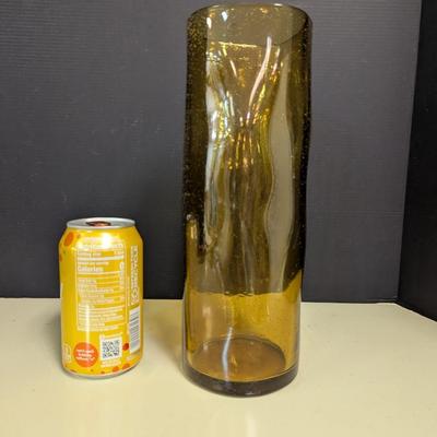 Amber Dimple/Wavey Glass Vase