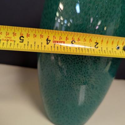 Emerald Green Peacock Feather Pattern Glass Vase