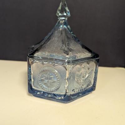 Vintage Tiara Colonial Light Blue Candy DIsh