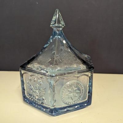 Vintage Tiara Colonial Light Blue Candy DIsh