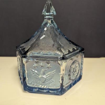 Vintage Tiara Colonial Light Blue Candy DIsh