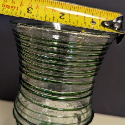 6 - Hand Blown Green Glasses With Swirls