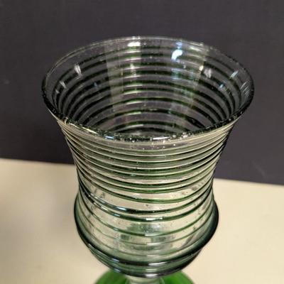 6 - Hand Blown Green Glasses With Swirls