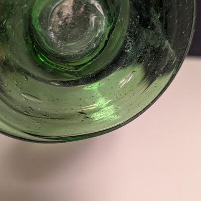 6 - Hand Blown Green Glasses With Swirls