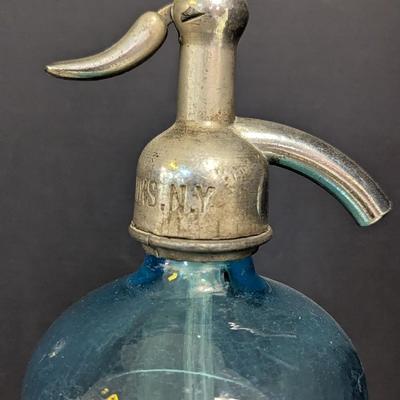 Long Island Blue "Fulton Bottle Works" Seltzer Bottle