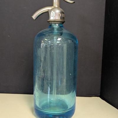 Long Island Blue "Fulton Bottle Works" Seltzer Bottle