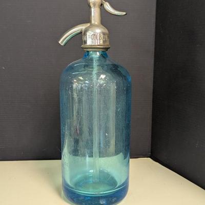 Long Island Blue "Fulton Bottle Works" Seltzer Bottle