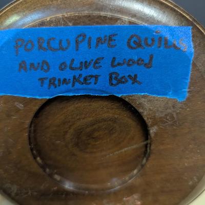 Porcupine Quills & Olive Wood Trinket Box
