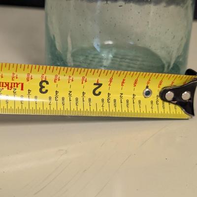 Green Glass Vase With Raised Cross Symbol