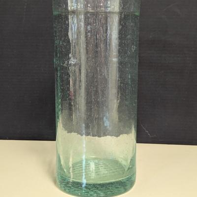 Green Glass Vase With Raised Cross Symbol