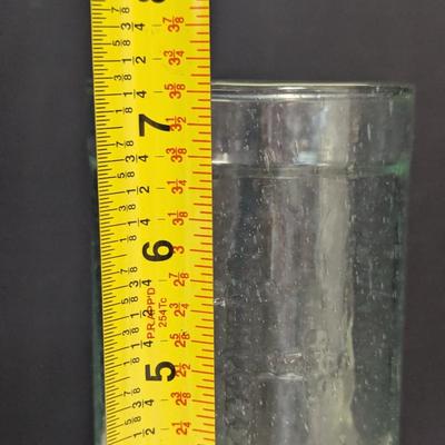 Green Glass Vase With Raised Cross Symbol