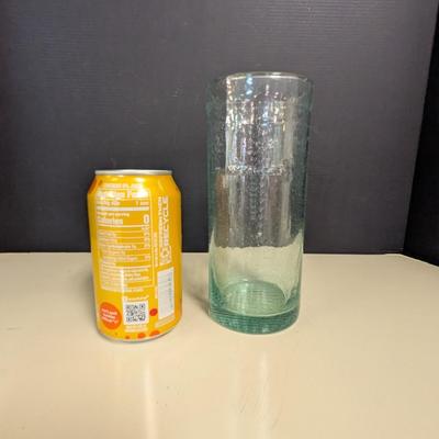 Green Glass Vase With Raised Cross Symbol