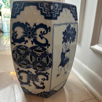 Blue and White Porcelain Garden Stool