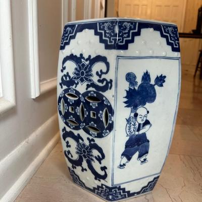 Blue and White Porcelain Garden Stool