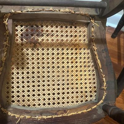 Pair of Vintage Ladder-Back Chairs with Cane Seats