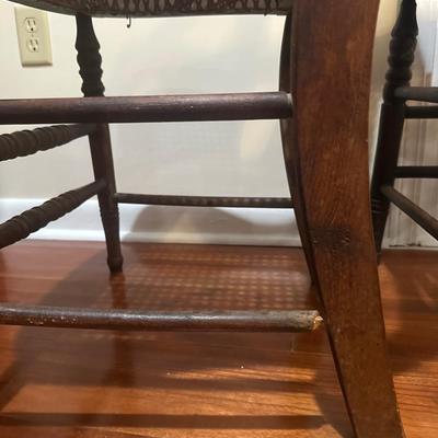 Pair of Vintage Ladder-Back Chairs with Cane Seats
