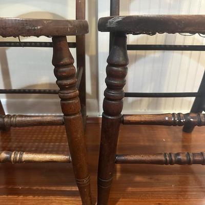 Pair of Vintage Ladder-Back Chairs with Cane Seats