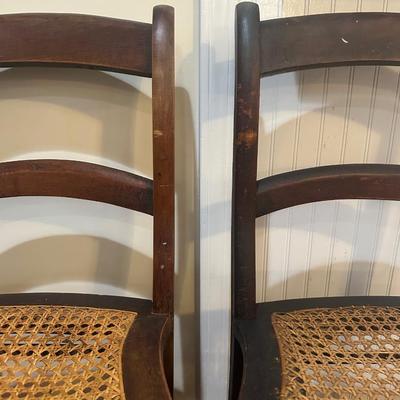 Pair of Vintage Ladder-Back Chairs with Cane Seats