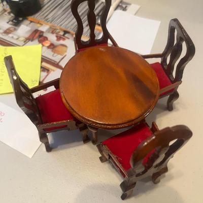 Wooden doll table with chairs