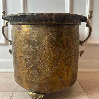 Decorative Brass Planter with Handles
