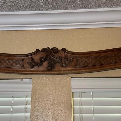 Pair of Carved Wooden Wall Décor Panels with Floral Center Detail