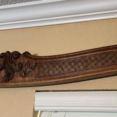 Pair of Carved Wooden Wall Décor Panels with Floral Center Detail