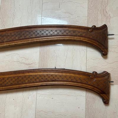 Pair of Carved Wooden Wall Décor Panels with Floral Center Detail