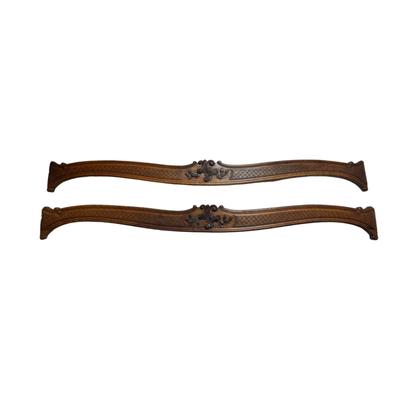 Pair of Carved Wooden Wall Décor Panels with Floral Center Detail