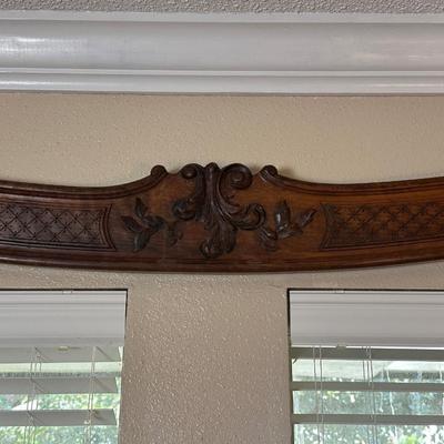 Pair of Carved Wooden Wall Décor Panels with Floral Center Detail