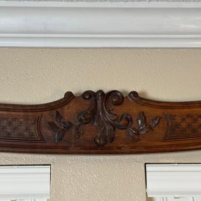 Pair of Carved Wooden Wall Décor Panels with Floral Center Detail