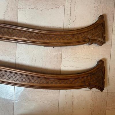 Pair of Carved Wooden Wall Décor Panels with Floral Center Detail