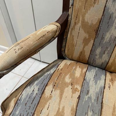 Henredon Upholstered Accent Chair with Carved Wood Frame