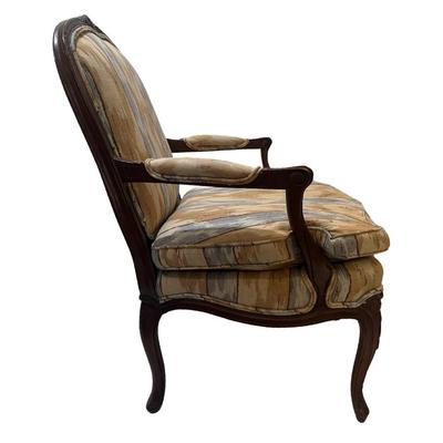 Henredon Upholstered Accent Chair with Carved Wood Frame