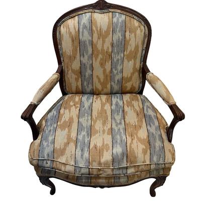 Henredon Upholstered Accent Chair with Carved Wood Frame
