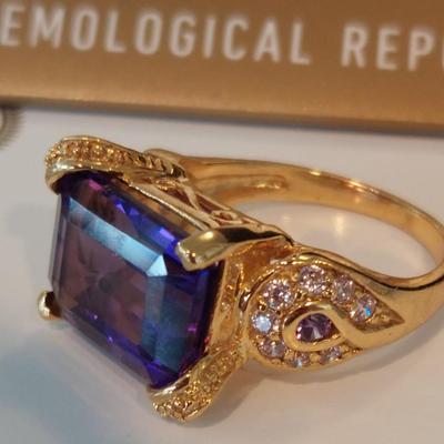 GIA CERTIFIED LAB GROWN AMETHYST RING