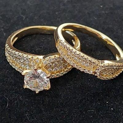 Shining Cubic Zirconia 2Pcs Rings Set