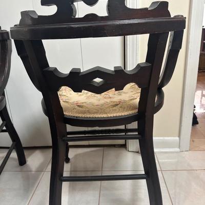 Set of Six Vintage Dining Chairs with Upholstered Seats