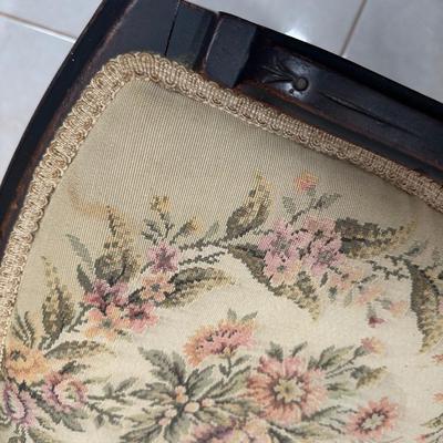 Set of Six Vintage Dining Chairs with Upholstered Seats