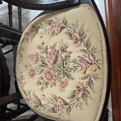 Set of Six Vintage Dining Chairs with Upholstered Seats