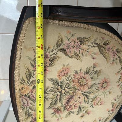 Set of Six Vintage Dining Chairs with Upholstered Seats