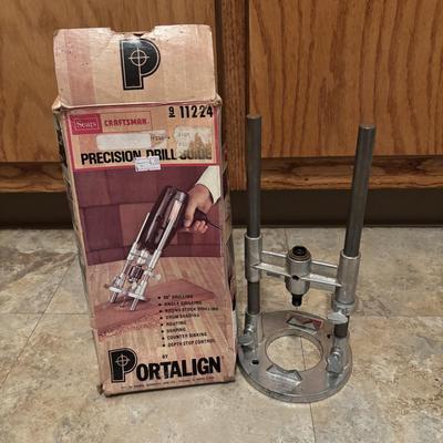 LOT 126: Orbit Brass Manifold Set Multi Hose Connector, Craftsman Precision Drill Guide, Brass Door Lock & a Drill Mount