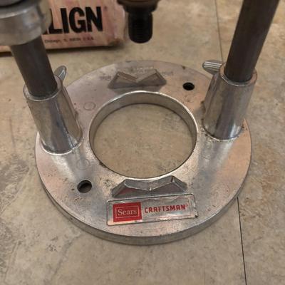 LOT 126: Orbit Brass Manifold Set Multi Hose Connector, Craftsman Precision Drill Guide, Brass Door Lock & a Drill Mount